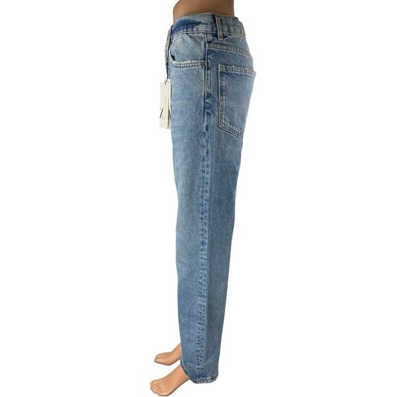NEW Zara Women's Blue Medium Wash High Rise Relaxed Straight Denim Jeans Size 2 - Picture 2 of 5